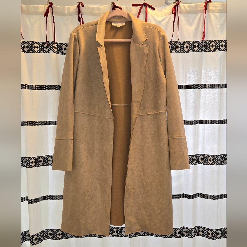 Philosophy faux leather trench coat/ cardigan